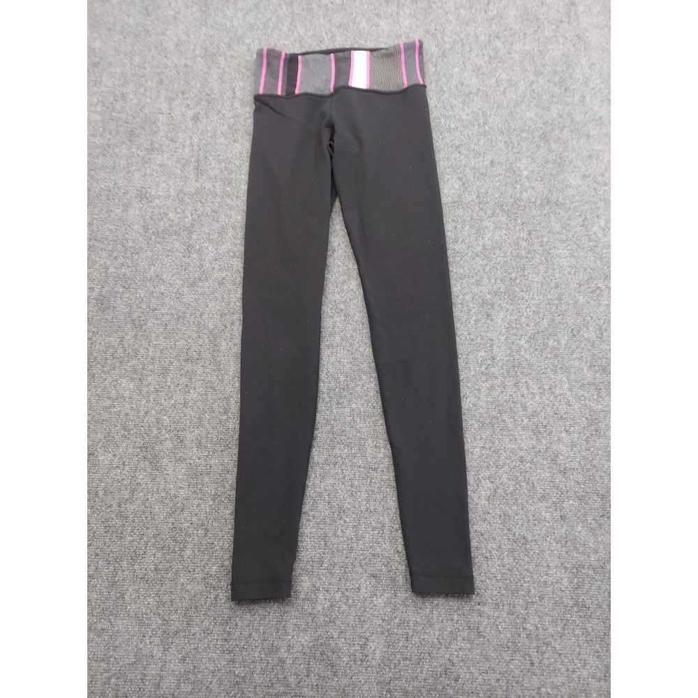Lululemon‎ leggings Reversible Black Pink Gray Striped 4 Women Wunder Under Yoga